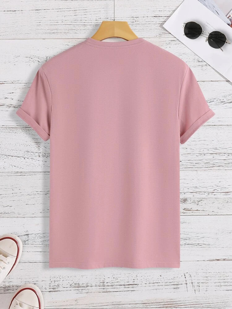 Mens Cotton Sticker Printed T-Shirt TTMPS15 - Pink