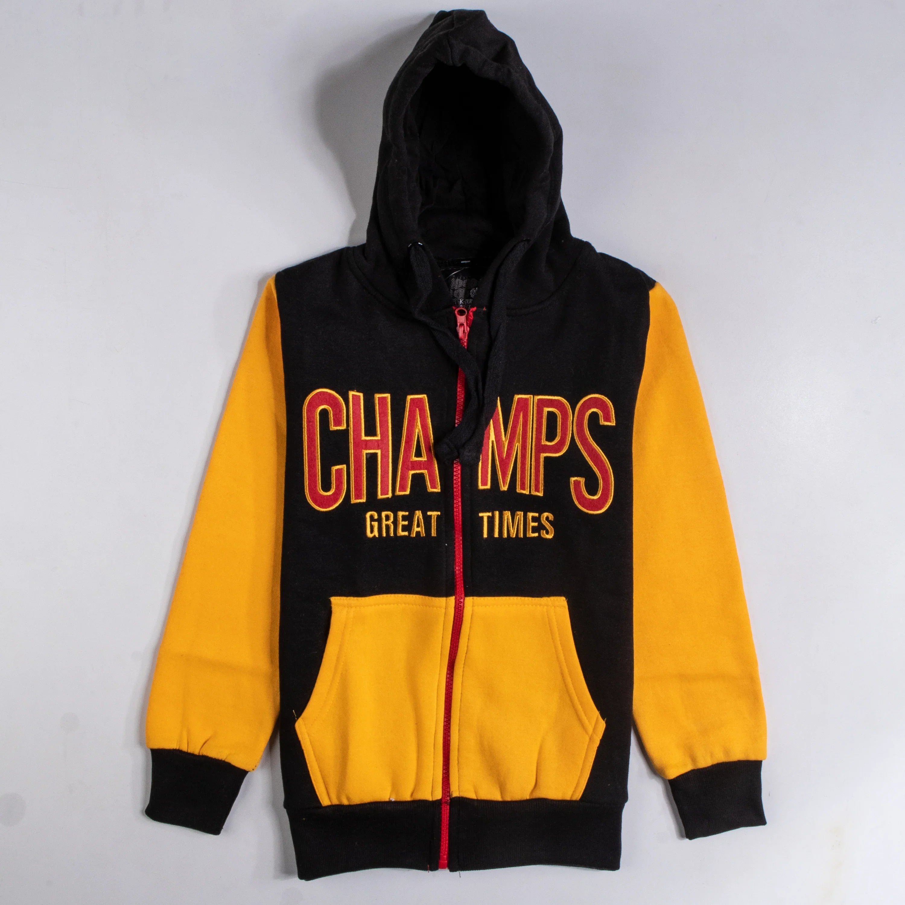 Boys Full Sleeve Hoody Color Black-Yellow Code-N