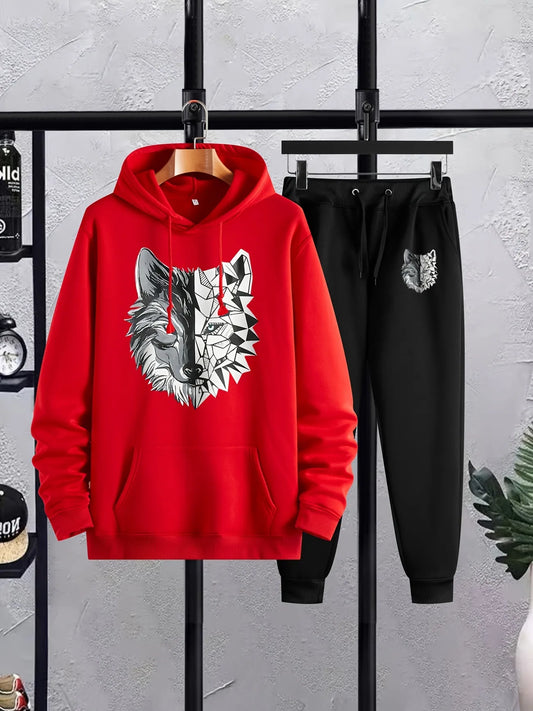 Mens Hoodie and Pants Set by Tee Tall - MHPSTT6 - Red Black