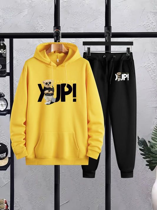 Mens Hoodie and Pants Set by Tee Tall - MHPSTT7 - Yellow Black