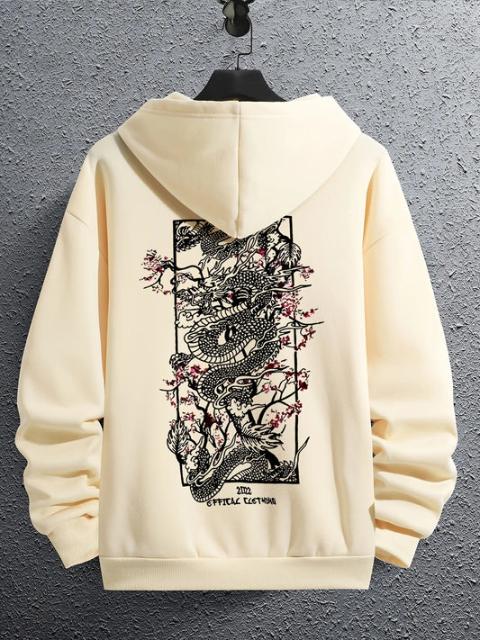 Tee Tall Mens Printed Kangaroo Hoodie TTMPKHPR1 - Cream