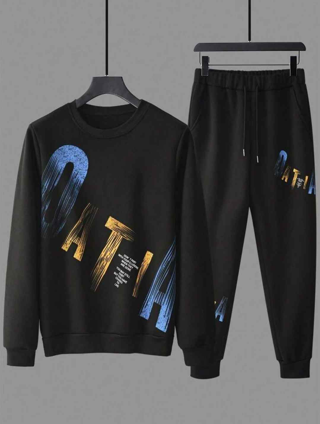 Mens Sweatshirt and Pants Set by Tee Tall - MSPSTT13 - Black Black